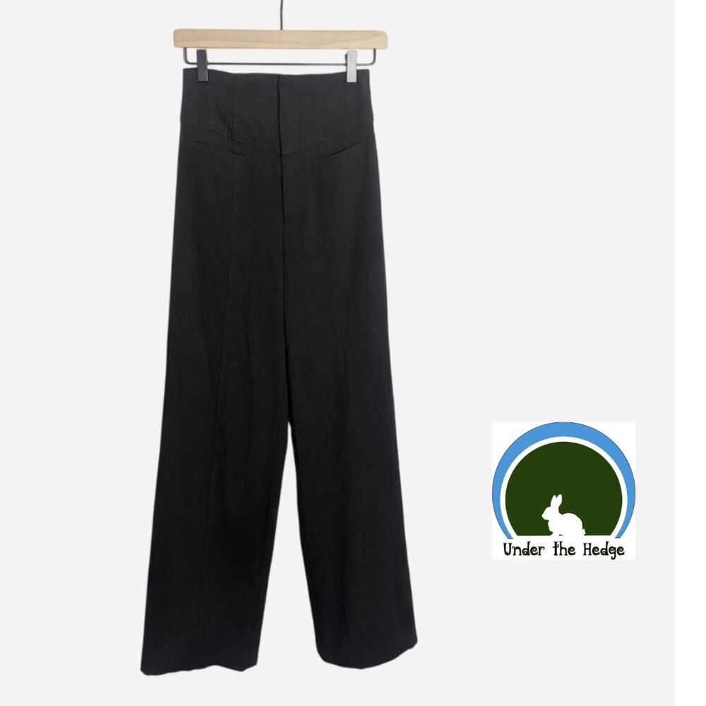 Y2K Nanette Lepore Dark Brown Gray Pinstripe High Waist Wide Leg Pants Size 0